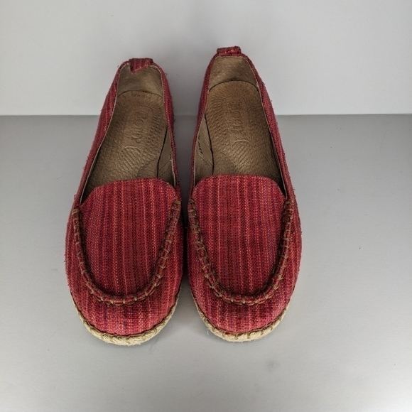 BORN ESPADRILLE RED FLATS 8.5 SITTON MOC TOE SLIP ON SHOES LOAFER TEXTILE COMFY - Picture 2 of 11
